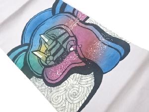 手織り紬抽象模様名古屋帯